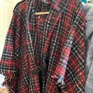 Torrid red plaid hooded OSFA beautiful plaid ruana